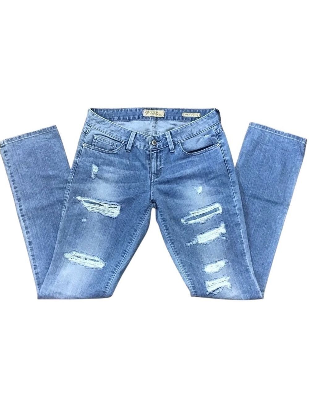 GUESS jeans Starlet cigarette low rise distressed ripped flattering sexy size 29